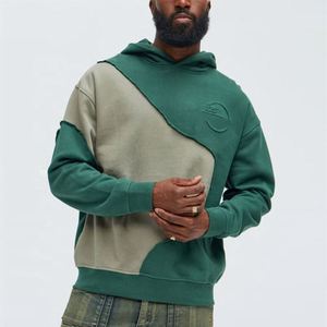 High Street Contrast Color Spliced <b>Men</b> Hoodies Oversize Splice Drop Shoulder <b>Hoodie</b> - Product Image 1