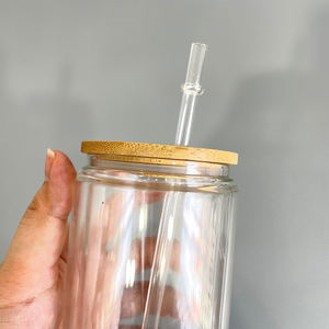 Entrepôt USA Boule à neige Paillettes Verre 12oz Sublimation Verre double paroi avec couvercle et paille pour presse à chaud - Product Image 2