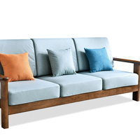 Nouveau canapé trois places de style nordique en bois massif, design en forme de L, revêtement en lin écologique, rembourrage en polyester, bois massif, salons