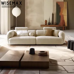 WISEMAX现代组合客厅沙发小空间布克莱白色睡眠沙发切斯特菲尔德转角沙发套装酒店