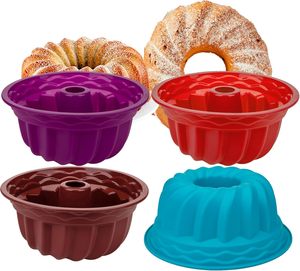 Moules à gâteau en silicone cannelés, moule à pâtisserie rond en silicone, moule tube cannelé sans BPA de 9 pouces, moules de cuisson antiadhésifs pour gâteaux - Product Image 1