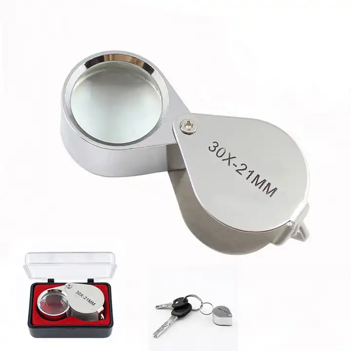 Handheld 30X Magnifier Black Color Jewelry Magnifying Glass K9