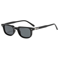 Lunettes de soleil rétro classiques, monture en acétate noir, décor argenté, verres foncés, unisexe, UV400, lunettes de mode