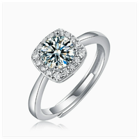 Bague en moissanite en forme de cube de sucre, faite à la main, style luxe léger haut de gamme, tendance mode, bijou de doigt