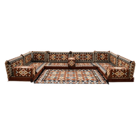 Ensemble de canapés modulaires carrés de style arabe Majlis de qualité supérieure avec mousse haute densité et tissu marron pour salon