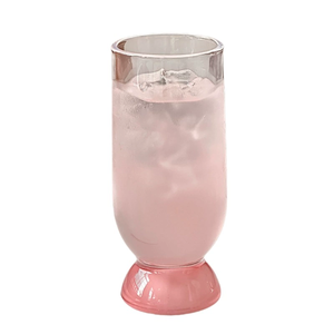 Bicchiere <span class=keywords><strong>in</strong></span> <span class=keywords><strong>Vetro</strong></span> Cristallo Rosa con Base Testurizzata, Bicchiere Trasparente con Piede Rosa per Bevande Fredde e Decorazioni da Tavola per Feste - Product Image 6