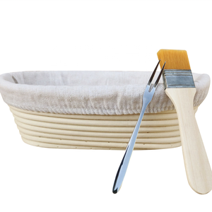 XH ovale da 10 pollici intrecciato a mano <span class=keywords><strong>in</strong></span> Rattan naturale craft bread Sourdough Banneton Proofing Basket set con cestini regalo <span class=keywords><strong>in</strong></span> tessuto di rivestimento alla rinfusa - Product Image 1