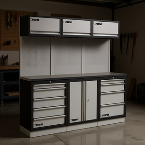 Armario de taller modular Fervi A008N, sistema de almacenamiento de herramientas con panel perforado y cajones para uso en garaje - Product Image 3