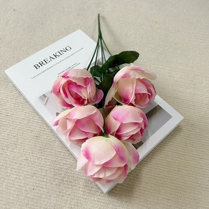 5-đầu lụa mộ hoa nhân tạo bó hoa trang trí tang Lễ Nghĩa trang vàng mã hiển thị cho tốt nghiệp của mẹ ngày lá hình dạng - Product Image 5