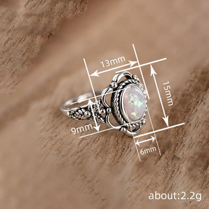 Anello floreale vintage per donna, stile opale, gioielli personalizzati alla moda - Product Image 4