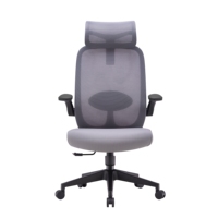 Chaise de bureau ergonomique moderne en tissu maillé avec appui-tête réglable, soutien lombaire et accoudoirs réglables, pivotante pour atelier