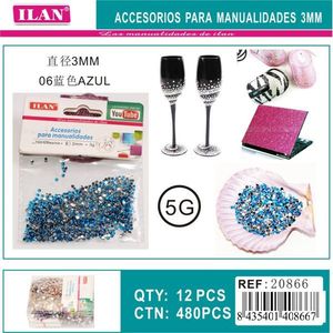 Strass Ilan da 3 mm blu per la creazione di gioielli, confezione da 5 g - Product Image 1