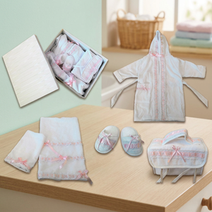 Set di Abbigliamento per Neonata in Velluto Rosa Intrecciato - 100% Cotone, Completo 2-3 Pezzi per Bambine 0-24 Mesi - Product Image 2