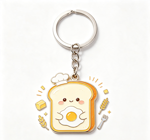 Custom Enamel Bread and Egg Keychain Metal Key Chain Cartoon <b>Bag</b> <b>Charm</b> for Gifts and Promotions - Product Image 4