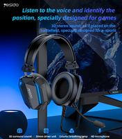 Auriculares para Juegos EK03 Yesido con Cable de PVC de 2.2M, Sonido Envolvente 3D, Luz RGB de Siete Colores con Efecto de Respiración