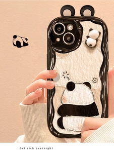 Bán buôn phổ biến ba chiều Gấu Trúc búp bê gắn thiết kế Silicone điện thoại di động trường hợp - Product Image 2