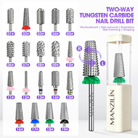 Foret à ongles double embout en carbure de tungstène de haute qualité, à pointe conique et sphérique, pour le retrait du vernis gel et du gel de construction, pour usage transfrontalier