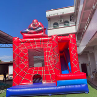 Château gonflable Spiderman commercial avec toboggan pour fêtes d'enfants