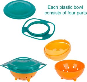 Bol pour enfants anti-déversement à rotation 360 degrés avec couvercle rotatif gyroscopique pour un usage quotidien pour les tout-petits - Product Image 5