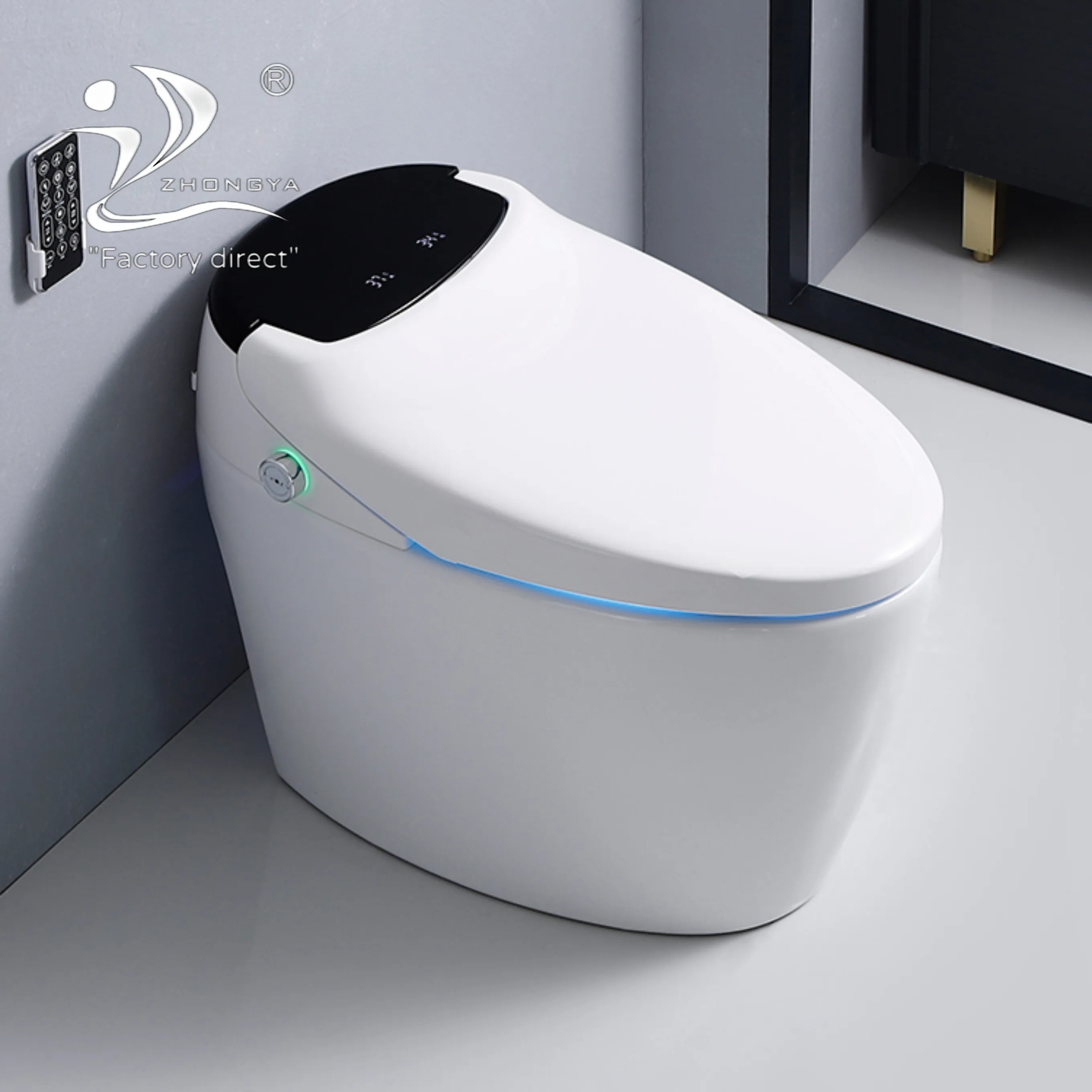 ZHONGYA Watermark certificfate of High-grade bidet smart toilet intelligent foot sensor smart wc toilet