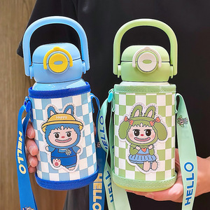 Bouteille isotherme Lucky Bear Car 500 ml en acier inoxydable avec paille, gourde portable isolée pour enfants, idéale pour l'extérieur - Product Image 5