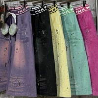 F155/Shorts en jean amples pour femme, collection Printemps, motif diamants, design tendance de marque, anti-boulochage, élégants pour le style urbain