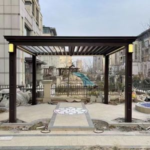 Pérgola Automática <span class=keywords><strong>de</strong></span> Aluminio con Rejillas - Diseño Moderno Motorizado, Impermeable, Resistente al Viento, Sistema <span class=keywords><strong>de</strong></span> Seguridad para <span class=keywords><strong>Entrada</strong></span> <span class=keywords><strong>de</strong></span> Vehículos, con Recubrimiento en Polvo - Product Image 4