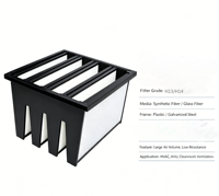 Filter HEPA Industri Kustomisasi Grosir Baru Efisiensi 99,95% Rangka Plastik Fiberglass V Bank 2-Bagian 175F
