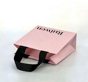 Sacs de luxe personnalisés pour vêtements, sacs cadeaux roses, sacs en papier pour le shopping avec poignées pour vêtements - Product Image 6