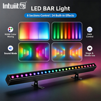 Barre de projecteur linéaire LED RGBW 4-en-1 24x2W DMX512 à activation sonore pour éclairage architectural de scène et de bâtiment, noir 9