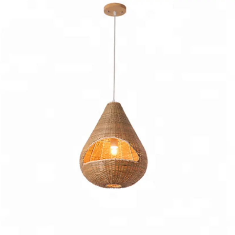 Pequeno pingente moderno bambu quente vender lustre lâmpada do teto minúsculo levou pendurado lâmpada sombra bambu tecido lâmpada