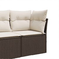 Canapé de jardin durable résistant aux UV, deux places, en rotin PE noir, mobilier d'extérieur, coussin en mousse haute densité, modèle contemporain Rongjiu