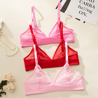 Soutien-gorge en dentelle transparente à épaules dénudées pour femme - Soutien-gorge respirant sans armatures à bonnets triangulaires avec bretelles en soie, en nylon