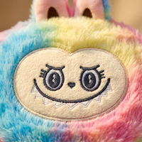 Sac à bandoulière en peluche personnalisé en gros, motif dessin animé, monstre arc-en-ciel mignon, sac d'école en peluche, ensembles de sacs à dos doux et fourrés pour enfants