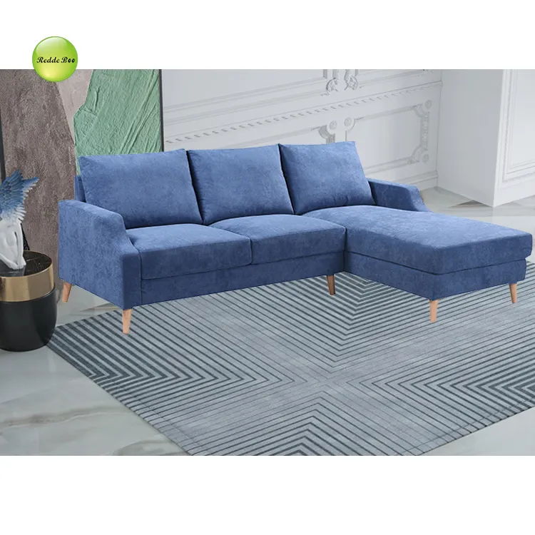 Canapé d'angle en tissu simple, couleur bleue, meubles de maison en tissu simple W8111