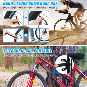 고압 100PSI 알루미늄 자전거 에어 플로어 펌프 사이클링 자전거 프레임 용 편안한 발 팽창기 - Product Image 3