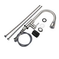 Robinet de cuisine flexible en acier inoxydable SS304, finition noire mate polie, avec douchette extractible