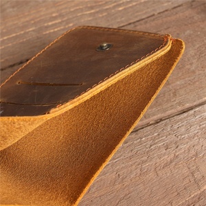 For Vintage Crazy Horse Leather Short Handmade <b>Wallet</b> <b>RFID</b> Protected Money Credit Holder Open Closure Unisex - Product Image 4