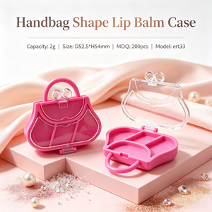 Étui à baume à lèvres ISMAN 2g en forme de sac à main, couvercle transparent, poignée, sac en plastique rose, charnière, joli contenant cosmétique Kawaii compact vide - Product Image 1