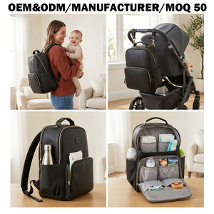 Borsa per Pannolini in Pelle Vegana Personalizzata OEM Multifunzione in Pelle PU per Mamme con Logo Personalizzato per il Mercato CA - Product Image 2
