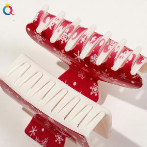 Nouveaux clips à cheveux pour femmes en ABS de Noël, faits à <span class=keywords><strong>la</strong></span> main, imprimés en UV, éléments festifs, design requin pour <span class=keywords><strong>la</strong></span> tête, accessoires pour cheveux - Product Image 2