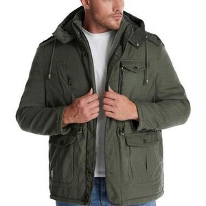 Veste en polaire d'hiver en gros pour hommes, à manches longues, avec fermeture éclair, décontractée, chaude, épaisse, unie, à capuche - Product Image 2