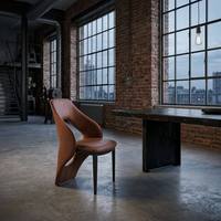 Chaise de salle à manger élégante en cuir PU beige avec cadre en métal, chaise ergonomique rembourrée