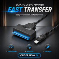 Adaptateur USB 3.0 Type-C vers SATA 22 broches, câble de données externe blindé tressé, convertisseur pour disque dur d'ordinateur (SSD HDD)
