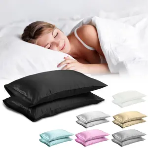 Toptan sıcak satış lüks özel Logo Polyester saten zarf yastık örtüsü ipek yastık