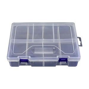 Boîte de rangement transparente à double couche et 8 compartiments pour l'organisation du bureau, avec séparateurs amovibles et loquets violets - Product Image 2