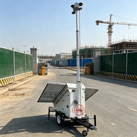 Remorque solaire autonome avec vidéosurveillance 4G sans fil, tour solaire portable pour la sécurité des exploitations minières