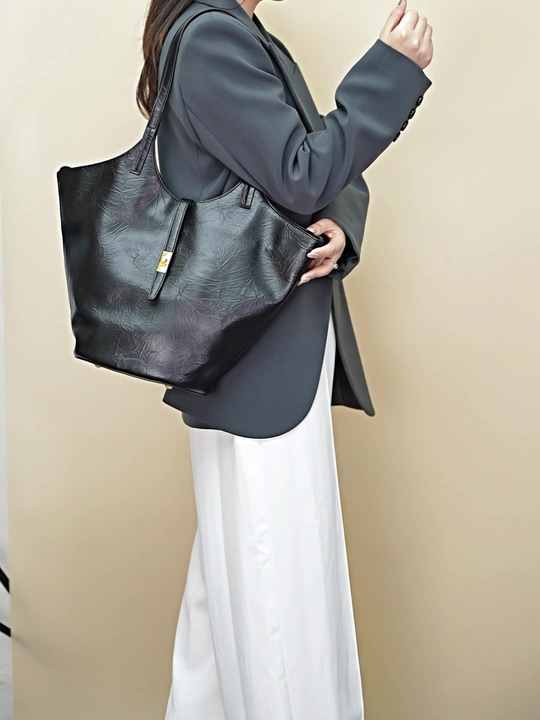 British Fashion Genuine Leather Bucket Handbag