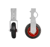 Roue de support de portail de 6/8 pouces pour portail battant à maillons, roulettes en caoutchouc massif avec boulons en U pour portails de clôture agricole à tube rond