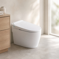 WC intelligent en céramique chauffant avec bidet électrique, WC intelligent automatique à télécommande, drainage en S, fixation au sol, lavage féminin